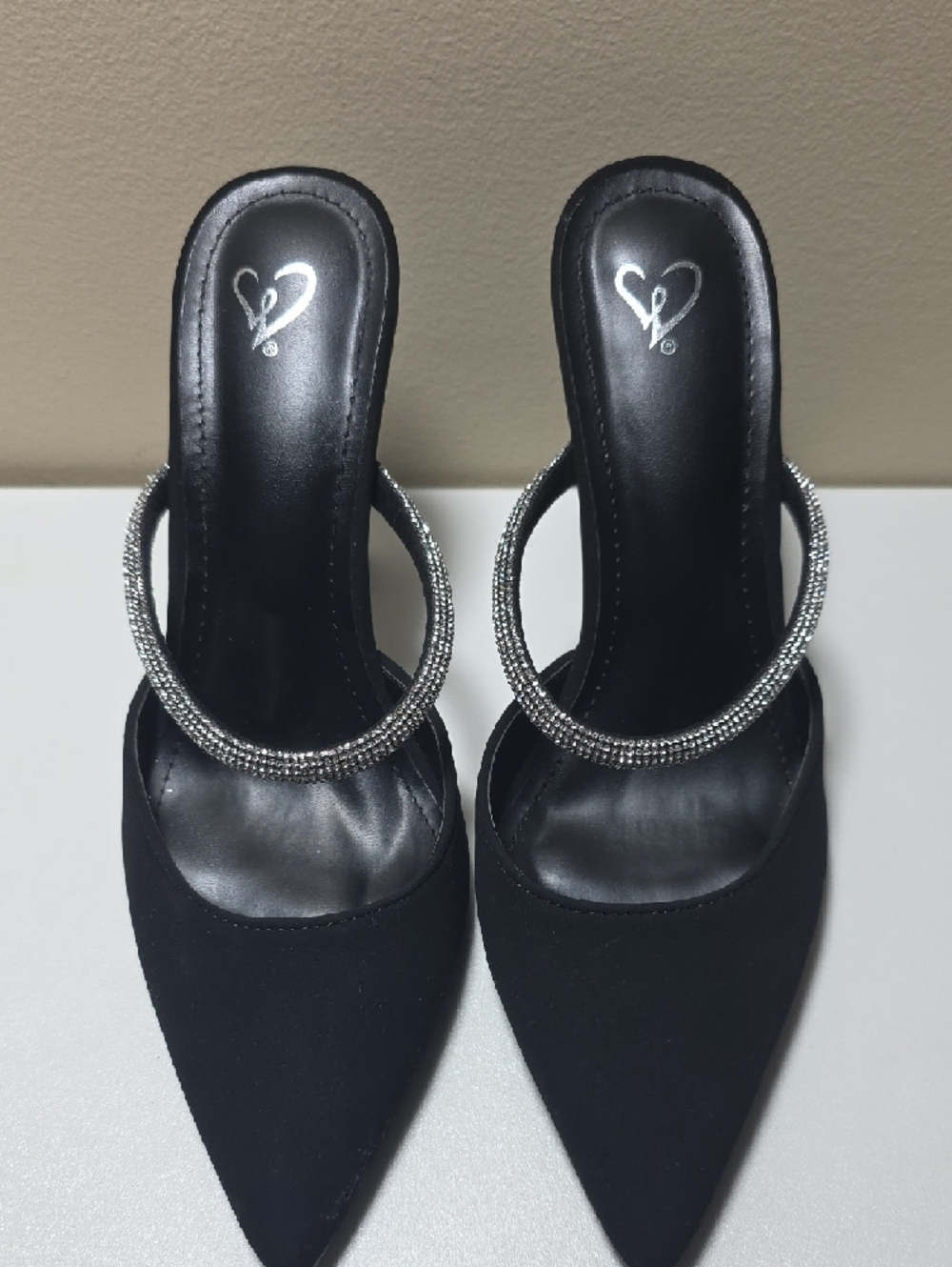 Windsor Rhinestone Strap Pointed Toe Mule Heels Size 8 | Like New - Picture 4 of 6